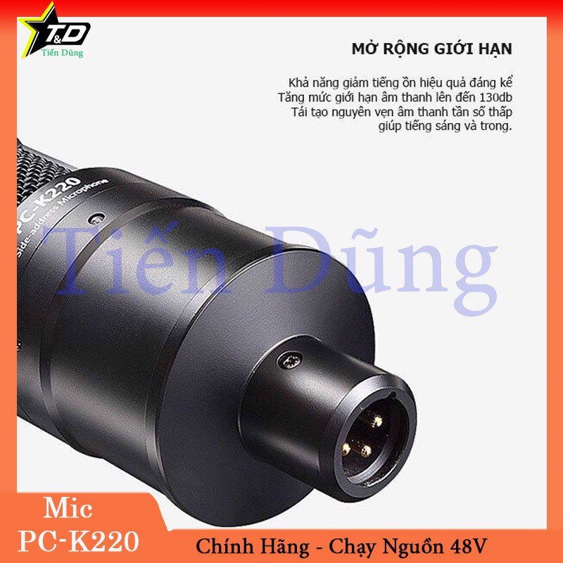 Mic thu âm takstar pc k220 phiên bản mới chính hãng chạy nguồn 48V hỗ trợ thu âm livestream và karaoke