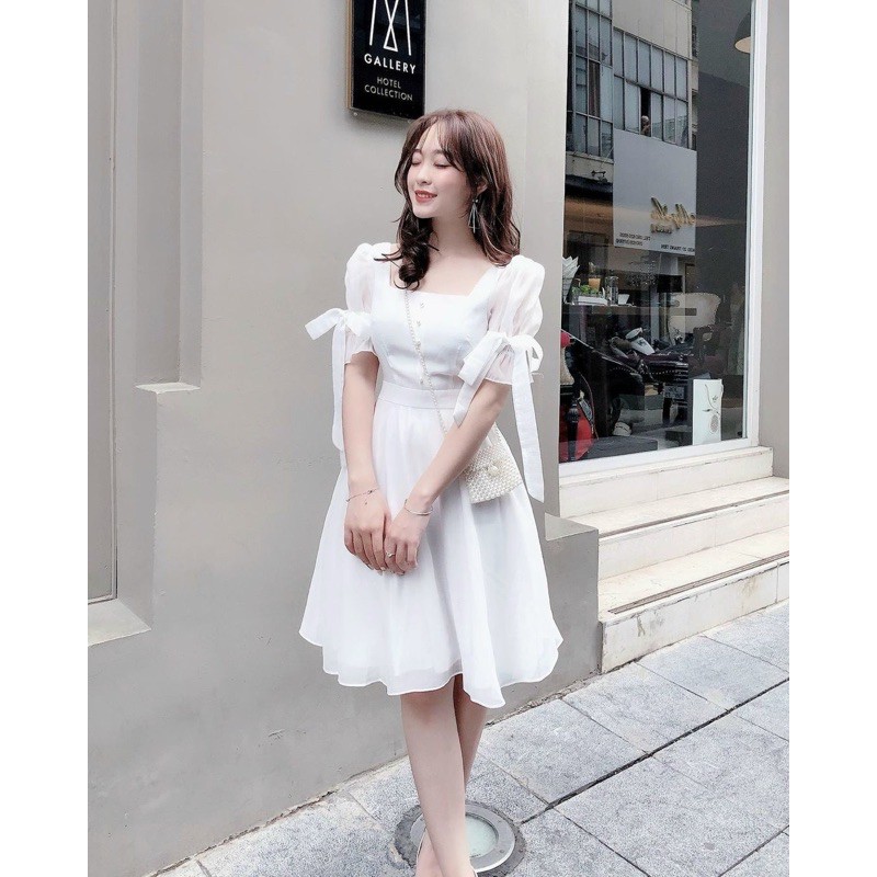Đầm dự tiệc chụp kỷ yếu dạo phố màu trắng, chất đẹp như hình vải may 2 lớp [4 TƠ KIẾNG] | BigBuy360 - bigbuy360.vn