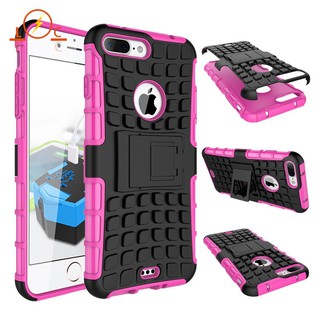 👉 iPhone 7 8 Plus Case Armor Tire Texture Anti-fall Cover With Stand Holder