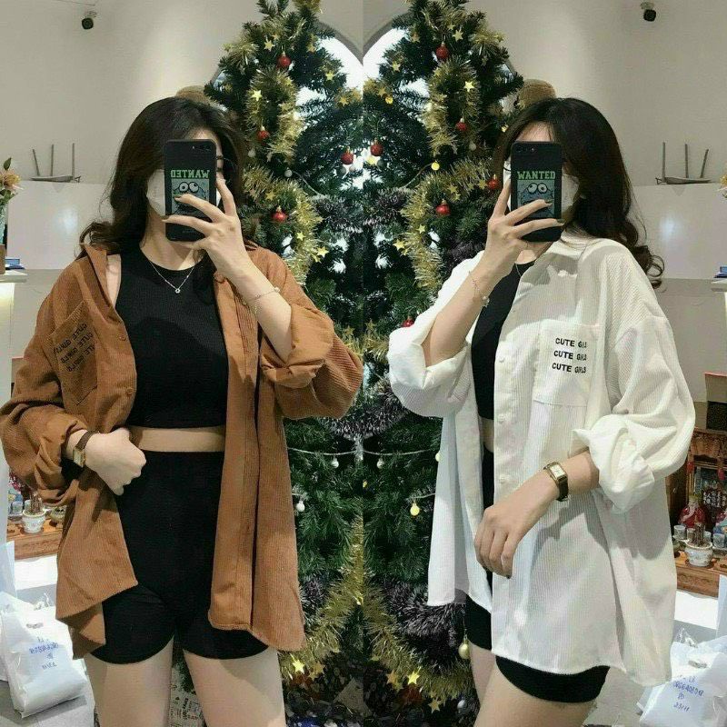 Áo Sơ Mi Form Rộng Unisex Chất Nhung Tăm, Áo Khoác Nhung