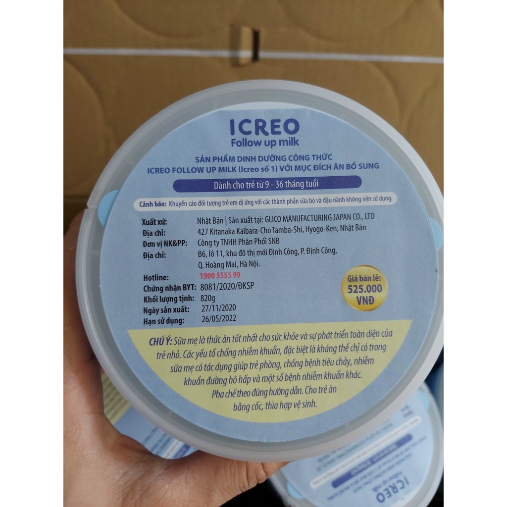 Sữa Glico Icreo số 1 820g nội địa Nhật Bản