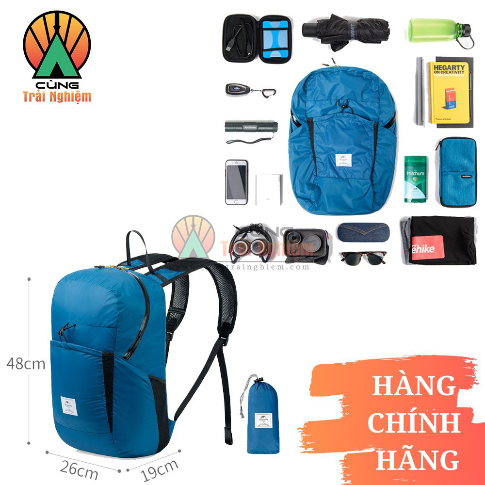 Balo Du Lịch Gấp Gọn 25L Chống Rách, Chống Thấm Nước cho Đi Học Đi Chơi Dã Ngoại NatureHike NH17A017-B