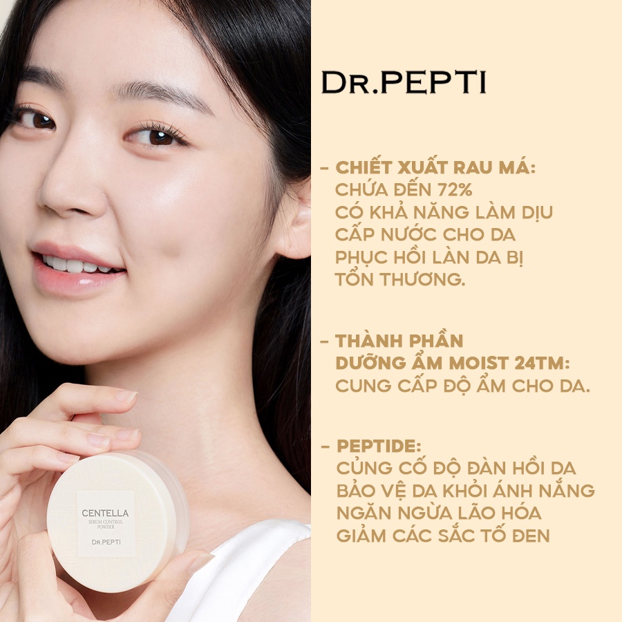 Phấn Phủ Kiềm Dầu Dr.Pepti Centella Sebum Control Powder 10g