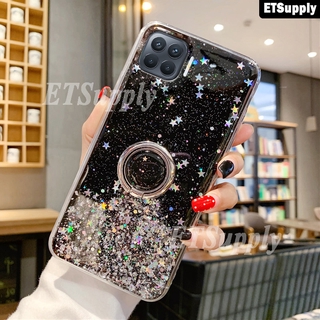 Ets cho OPPO A93 Vỏ nhẫn lấp lánh sáng bóng Mềm trong suốt Giá đỡ điện thoại di động có dây cho OPPO A93 Ốp lưng Stars Moon Girls