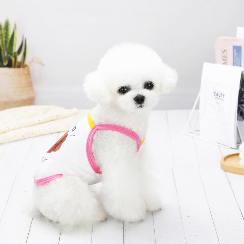 Áo cho thú cưng vải cotton mát mẻ 2 dây, thời trang mùa hè cho chó mèo