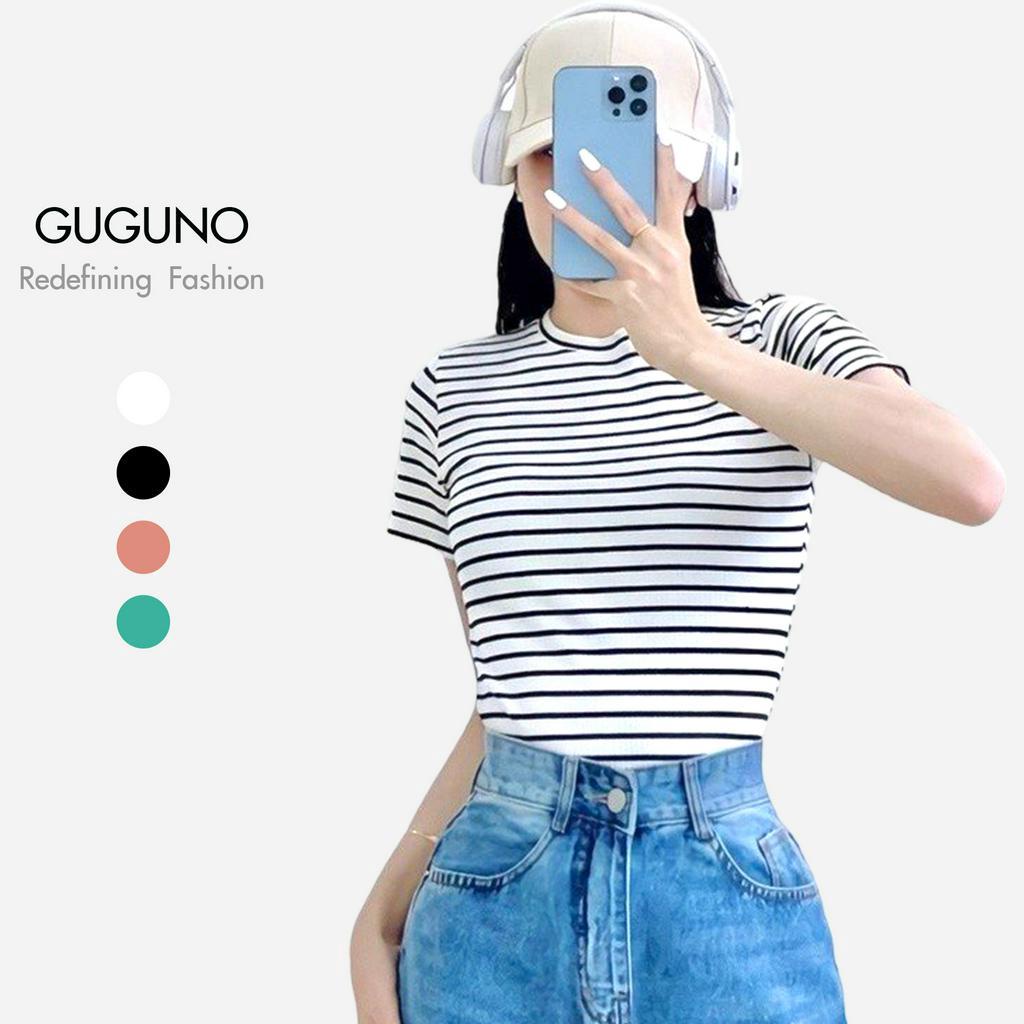 Áo croptop nữ ôm tay ngắn kiểu dáng basic chất vải dày dặn Guguno