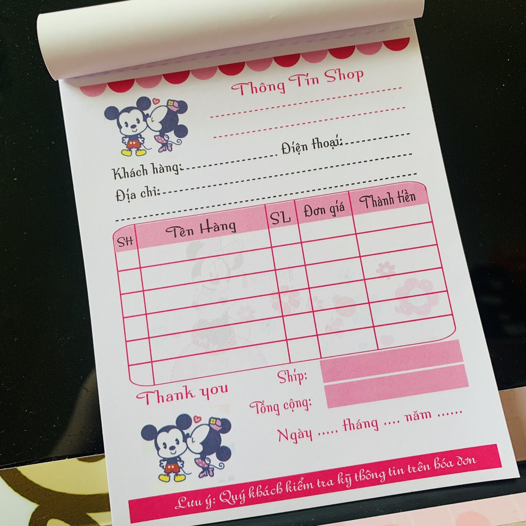 Hoá đơn bán hàng hình mickey đáng yêu