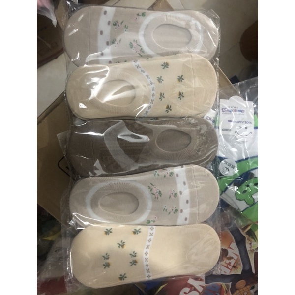 Tất lười nữ Vớ nữ chống trượt Dễ thương in hình Gấu hoạt hình cute Phong cách Hàn Quốc Chất Cotton