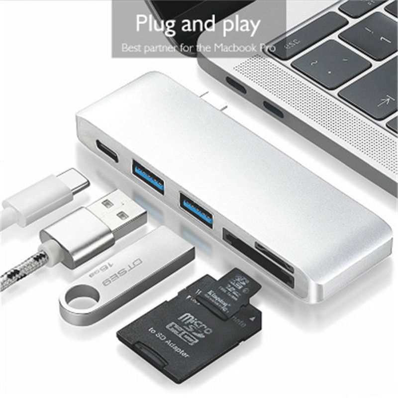 Thiết bị cắm sạc USB loại C 3.1 PD tốc độ cao 5 trong 1 cho Macbook Pro