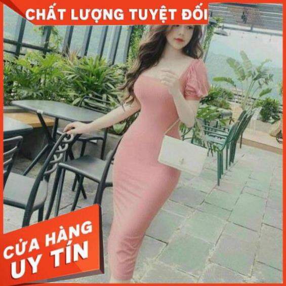 🌈FREESHIP🌈 [Mã WASTUP giảm 10% tối đa 30K đơn 99K] Đầm body cổ vuông dài qua gối cao cấp sang trọng