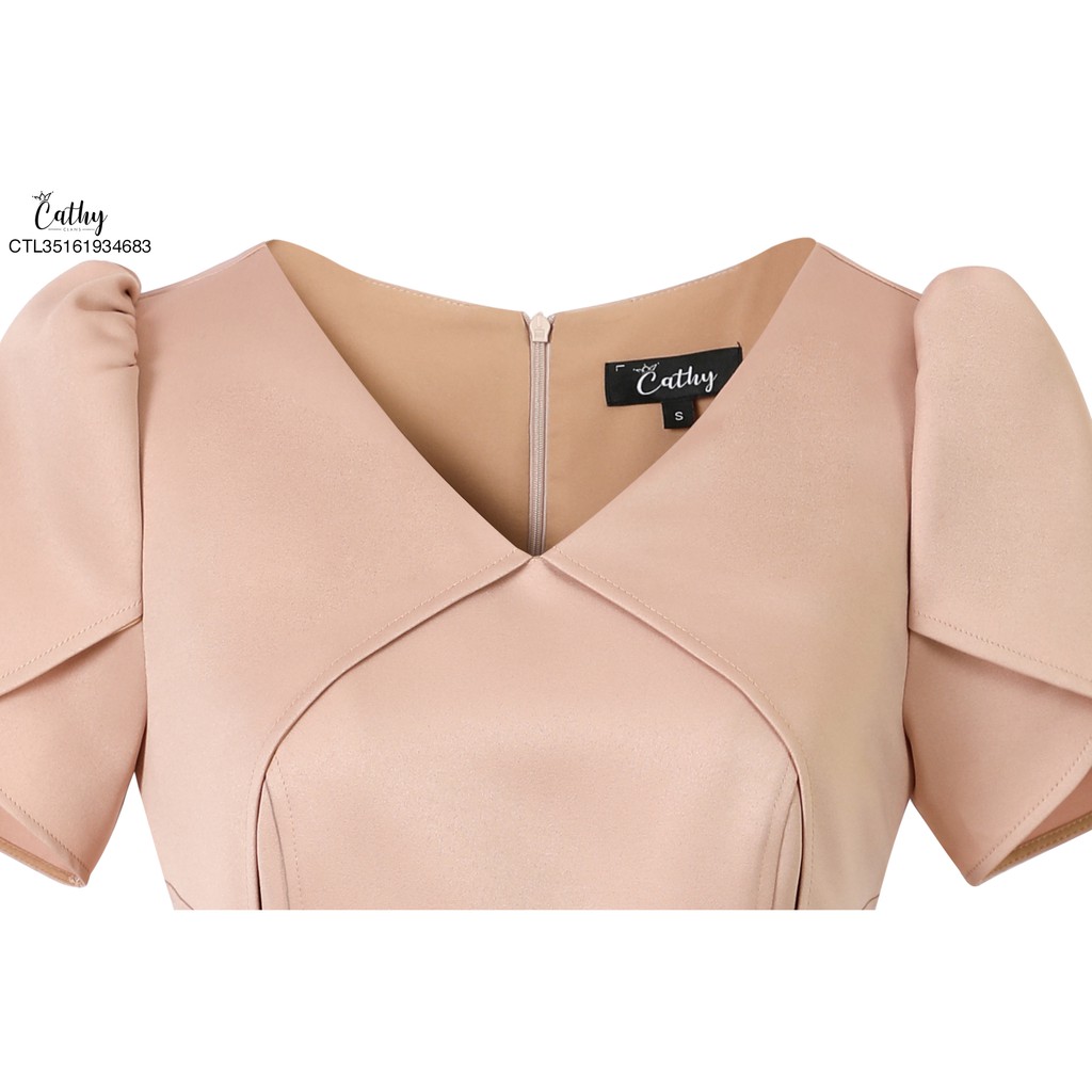 Đầm chữ A Cathy Clans 2 túi đứng đính 1 nút kiểu - nude | BigBuy360 - bigbuy360.vn