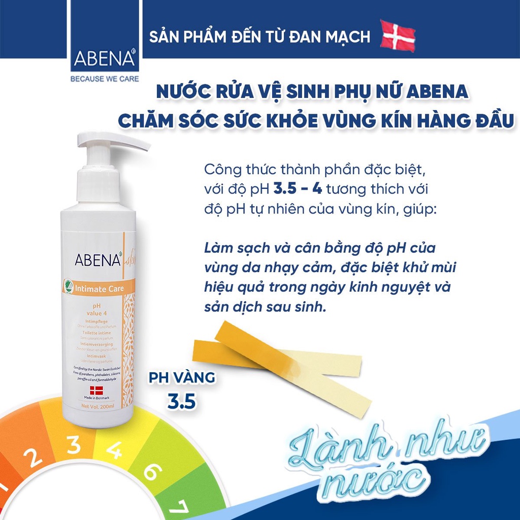 Dung dịch vệ sinh phụ nữ Abena Intimate Care nhập khẩu Đan Mạch - cân bằng pH giảm viêm ngứa