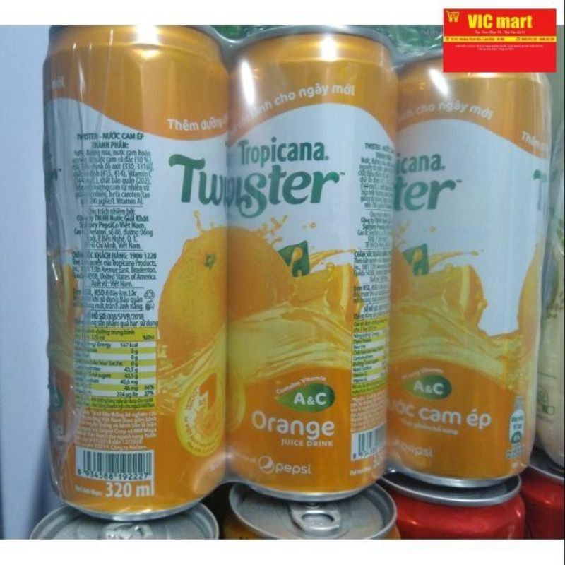 Lốc 6 lon nước cam ép Twister 330ml.