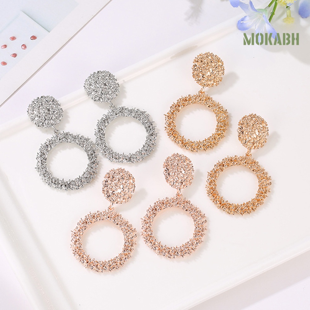 Bông Tai Hình Tròn Thiết Kế Đục Lỗ Thời Trang Cho Nữ