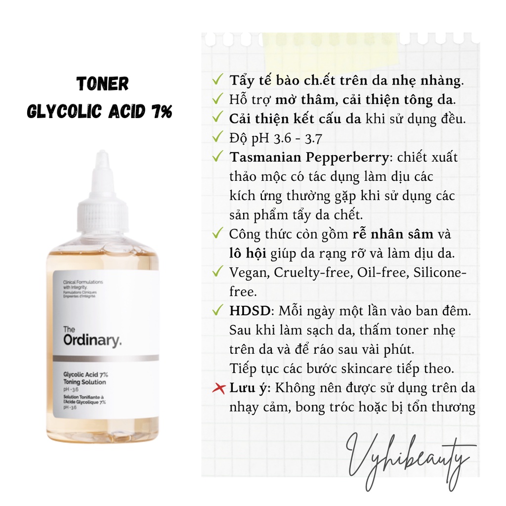 Toner The Ordinary Glycolic Acid 7% tẩy tế bào chết