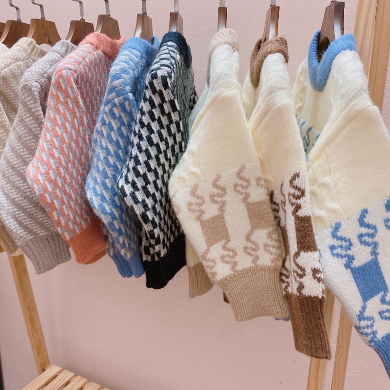 Áo Len Kẻ Cho Bé Trai Size 90-130(1-5 tuổi), Áo Len Mùa Đông Cho Bé