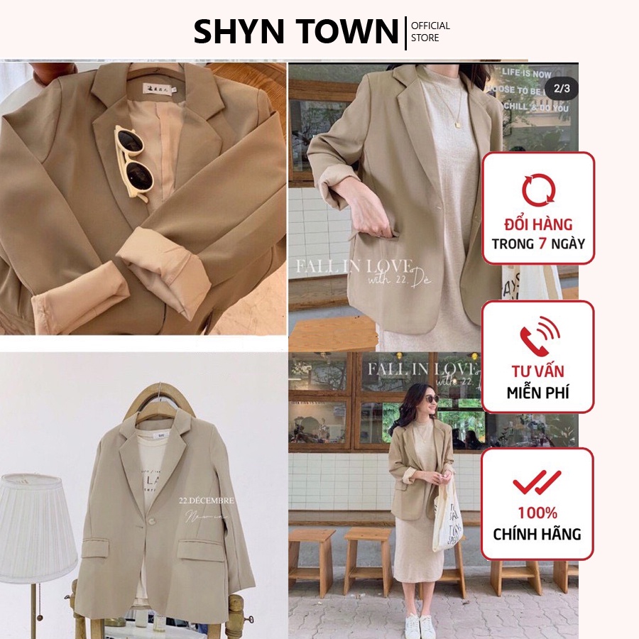 Áo khoác vest nữ thời trang hàn quốc Áo blazer 2 lớp cao cấp hot trend, Áo vest nữ trơn form rộng QCCC