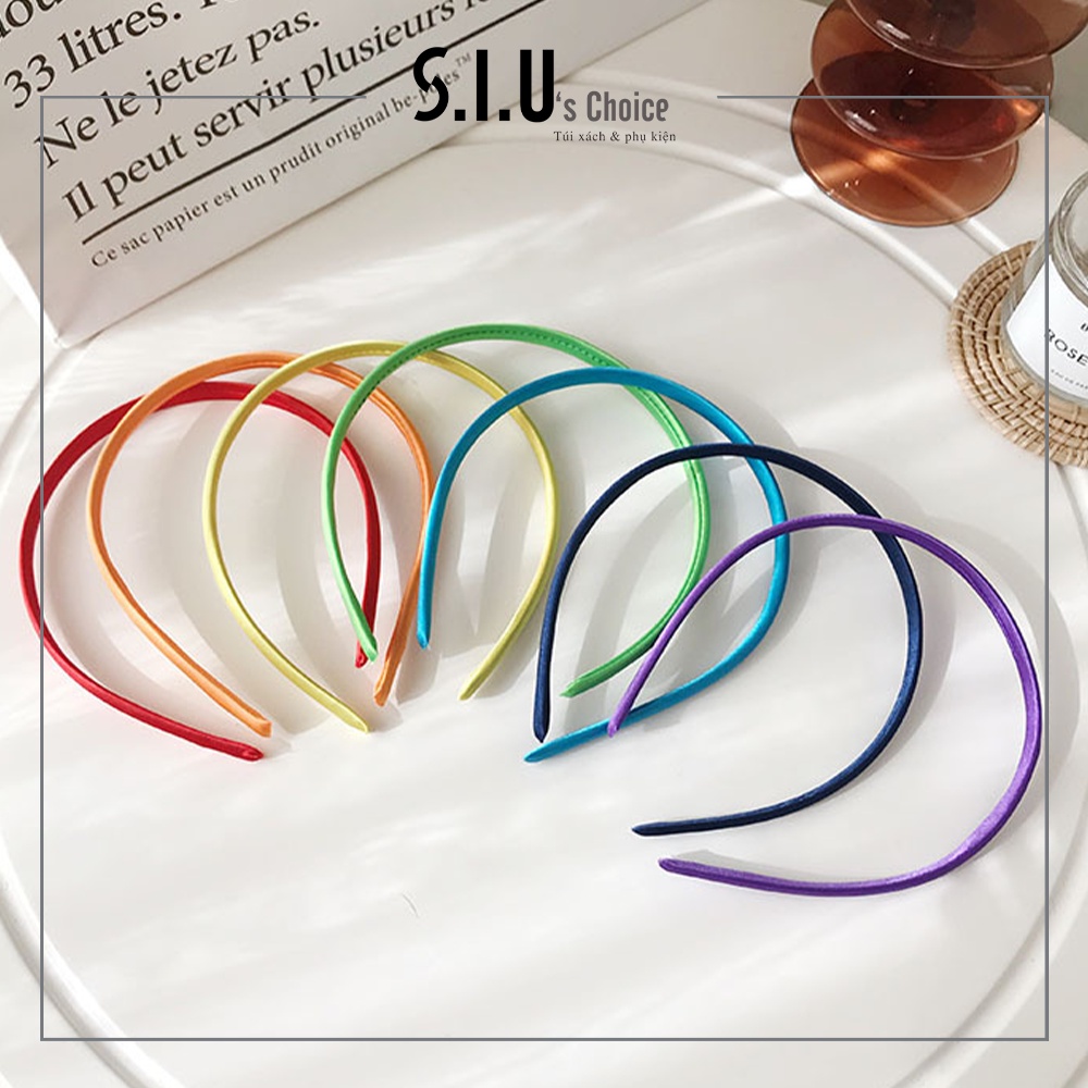 Bờm cài tóc lụa satin băng đô tóc trơn mảnh phong cách Hàn Quốc Siu's Choice-SIUPK8