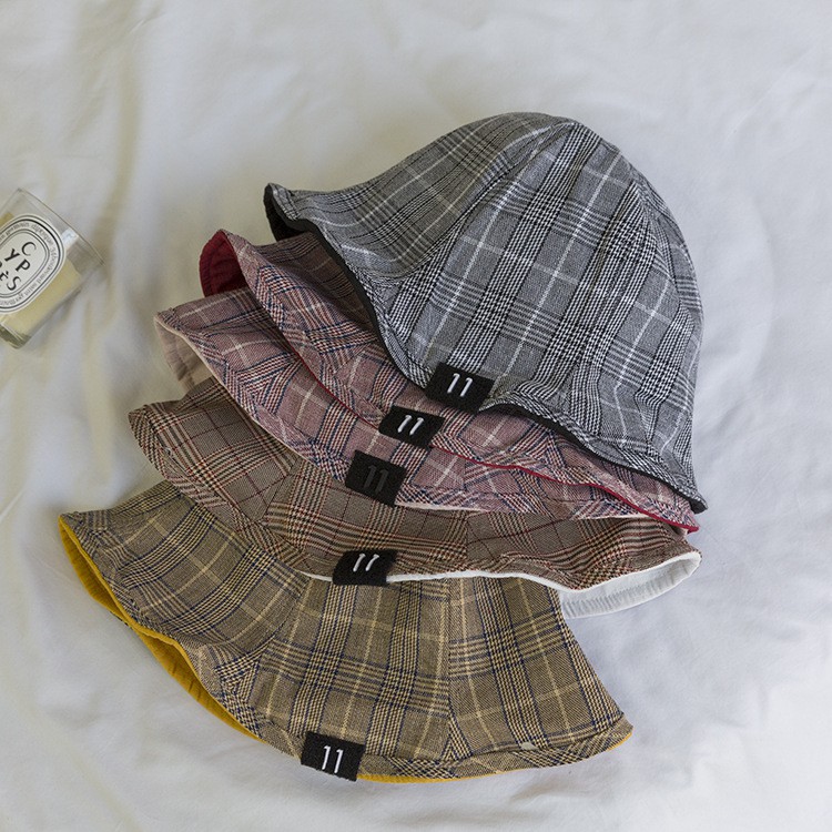 [Hàng Xịn, Giá Tốt] Mũ Nón Bucket Vành Ngắn Tai Bèo 2 Mặt Caro Trơn - Mã NV024