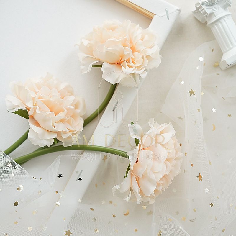 Hoa giả hoa mẫu đơn hồng nhiều màu lụa đạo cụ chụp ảnh decor trang trí phòng khách đáng yêu - AM Decor