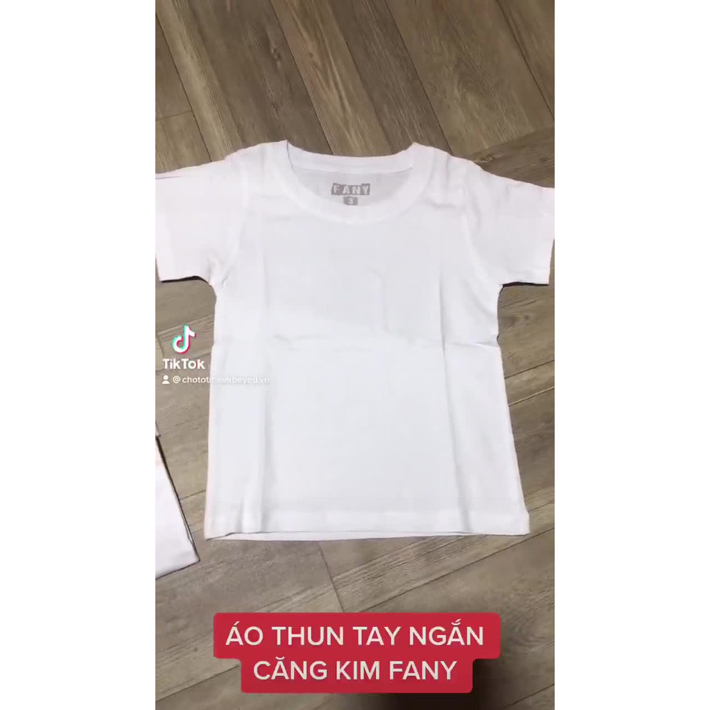 COMBO 5 ÁO PHÔNG TAY NGẮN COTTON TRẮNG CHO BÉ MẶC NHÀ VẢI MÁT MỊN MỀM MẠI HIỆU FANY
