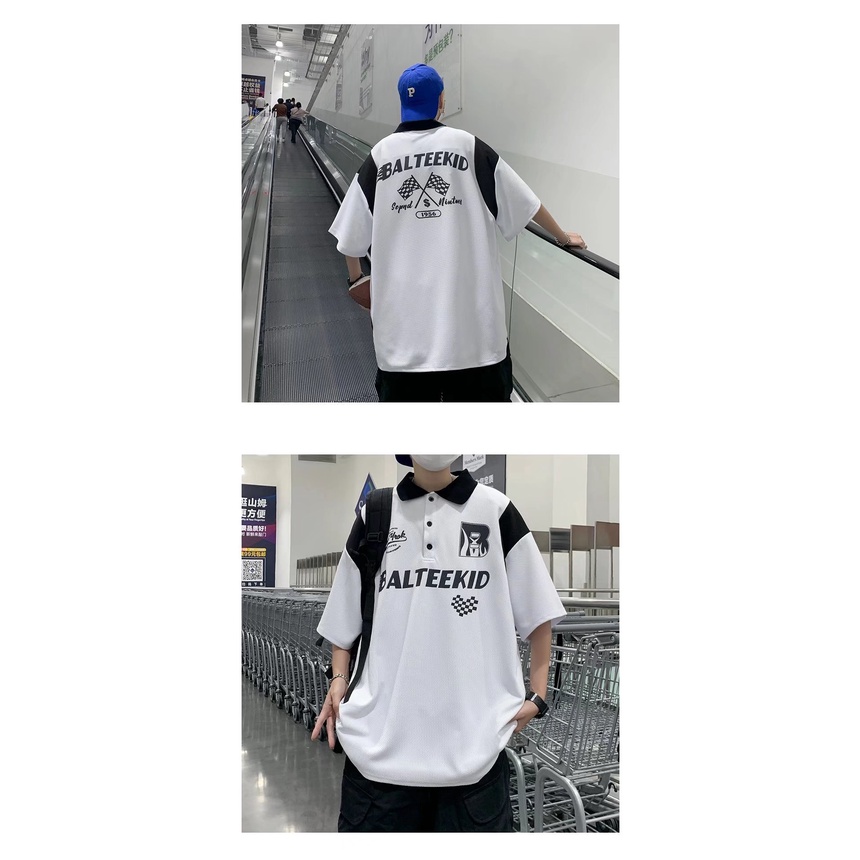 Áo Thun POLO Tay Ngắn Dáng Rộng Phong Cách Hip Hop Âu Mỹ Thời Trang Cho Nam Và Nữ
