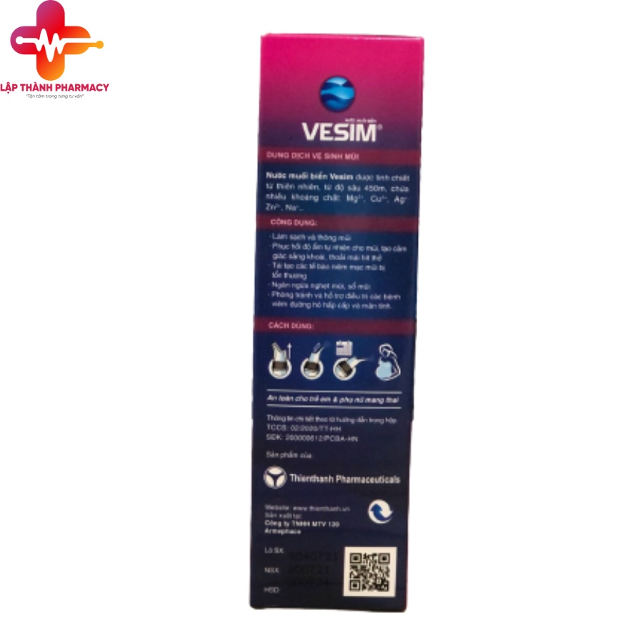 XỊT MŨI NƯỚC MUỐI BIỂN VESIM TRẺ EM, PHÒNG NGỪA NGHẸT MŨI, VIÊM MŨI, VIÊM XOANG