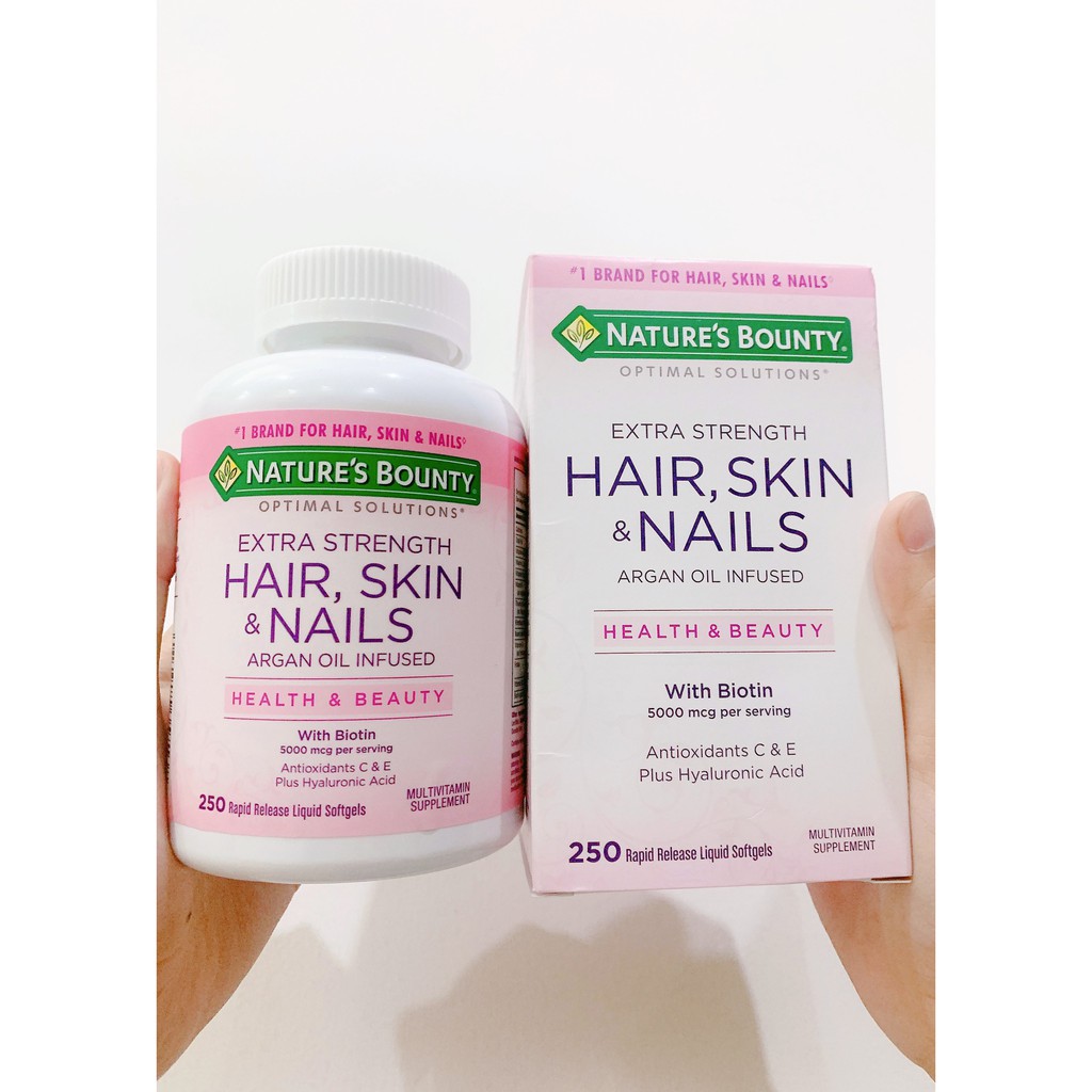 Viên uống hỗ trợ đẹp da móng tóc Nature’s Bounty Hair Skin Nails 250 viên