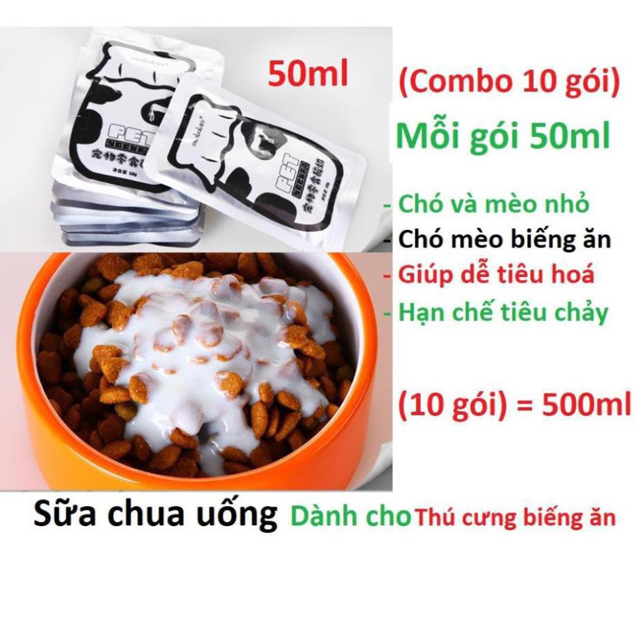 (1 gói) Sữa cho chó mèo (2 loại) Bio Milk (100gr bột) và sữa chua cho mèo chó (50ml nước)