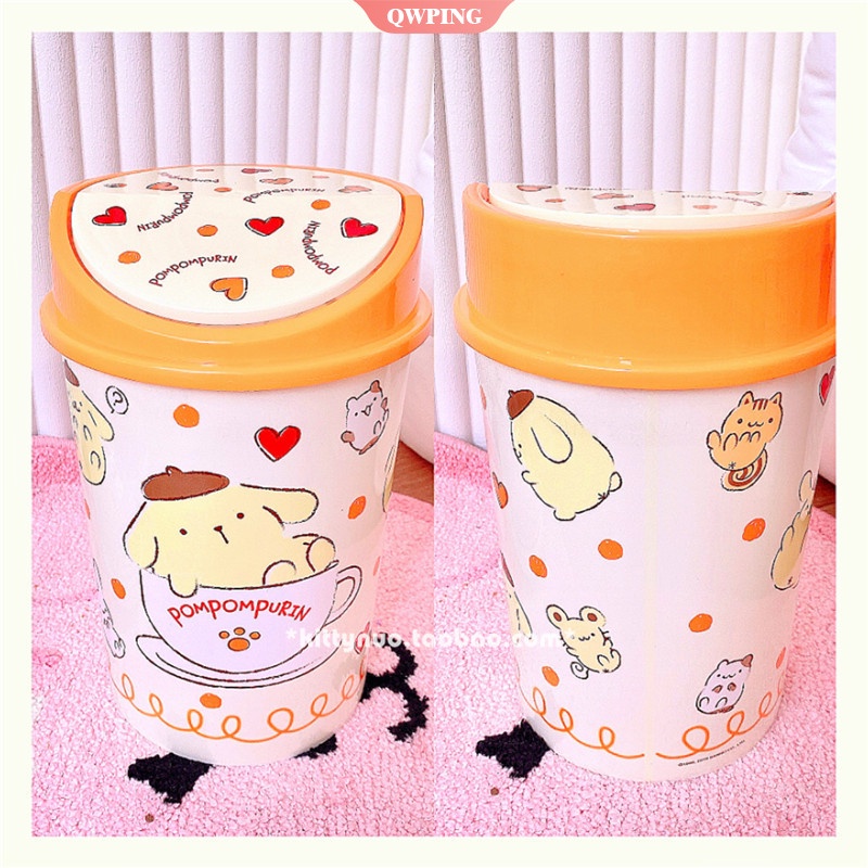 Thùng Rác Nắp Lật Để Bàn Hình Mèo Hoạt Hình Kt My Melody Purin Kuromi Cinnamoroll Lật Cho Phòng Ngủ Bé Gái
