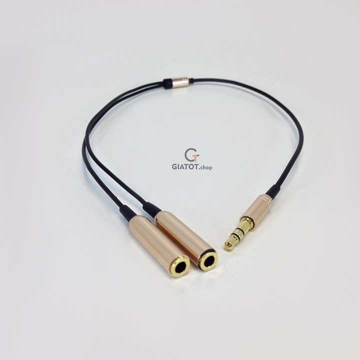 (Hàng chuẩn) Cáp chia Audio 2 cổng 3.5mm cao cấp, cáp 1 đầu tai nghe 1 đầu mic