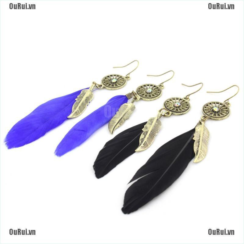 Bông Tai Lông Vũ Tua Rua Thời Trang