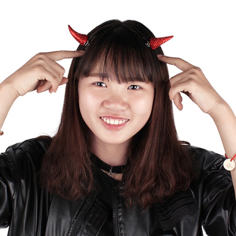 Kẹp Tóc Hình Sừng Quỷ Phong Cách Gothic Cho Tiệc Halloween