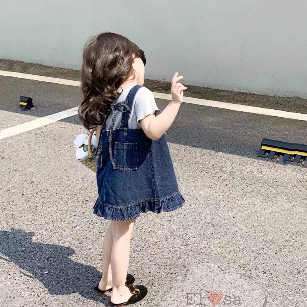 Váy bé gái - Set yếm bò và áo thun cao cấp 2022 cho bé gái 1-5 Tuổi