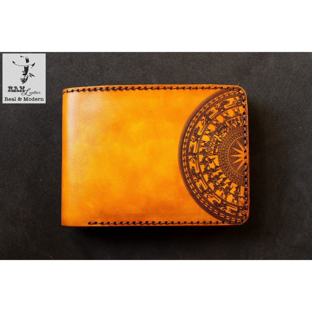 Ví Nam Ram Trống Đồng Vàng Da Bò Vegtan Ý – Dáng Ngang - Ram Leather