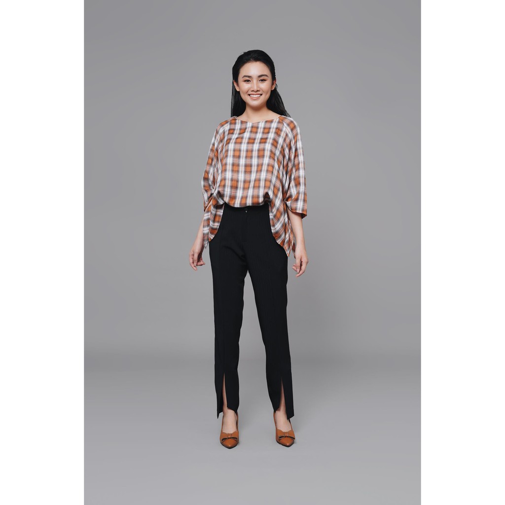 Áo cotton tay raglan kẻ cam C277 NỮ TNG