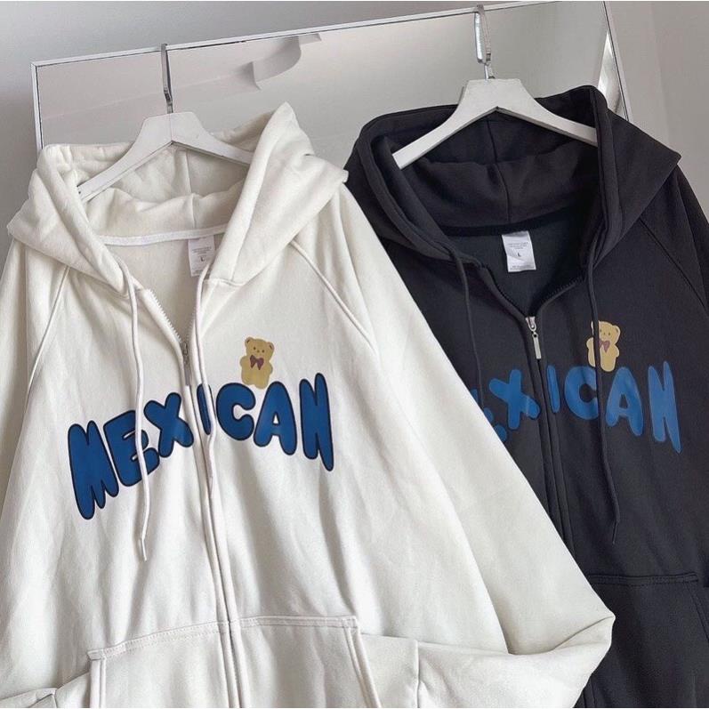 Áo khoác Hoodie mũ khóa MEXICAN,mũ 2 lớp to chất nỉ da cá chân cua tàu siêu dày, mặt vải cotton form rộng