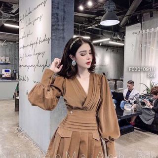 Set nhung áo cổ tim