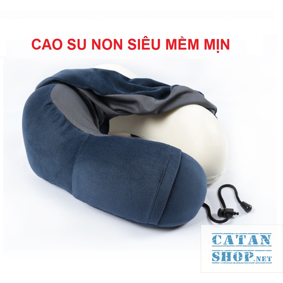 Gối kê cổ CAO SU NON cao cấp tặng kèm túi đựng, gối chữ U memory foam du lịch ngủ trưa văn phòng  siêu tiện dụng