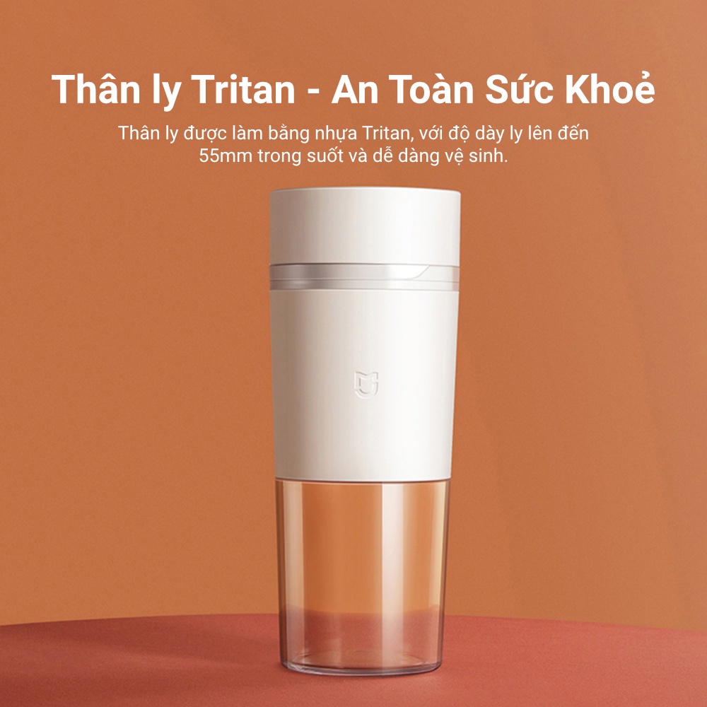 Máy Xay Sinh Tố Cầm Tay Xiaomi Tích Điện, Máy Xay Di Động Sạc Pin Mijia MJZZB01PL Màu Trắng