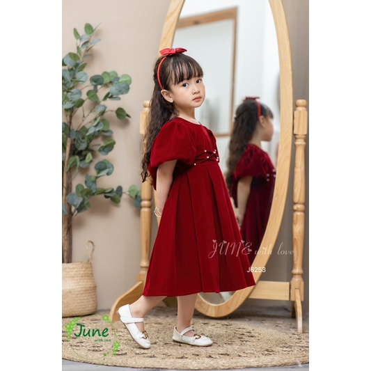 HTK- Váy nhung tay bồng June size 1-10y
