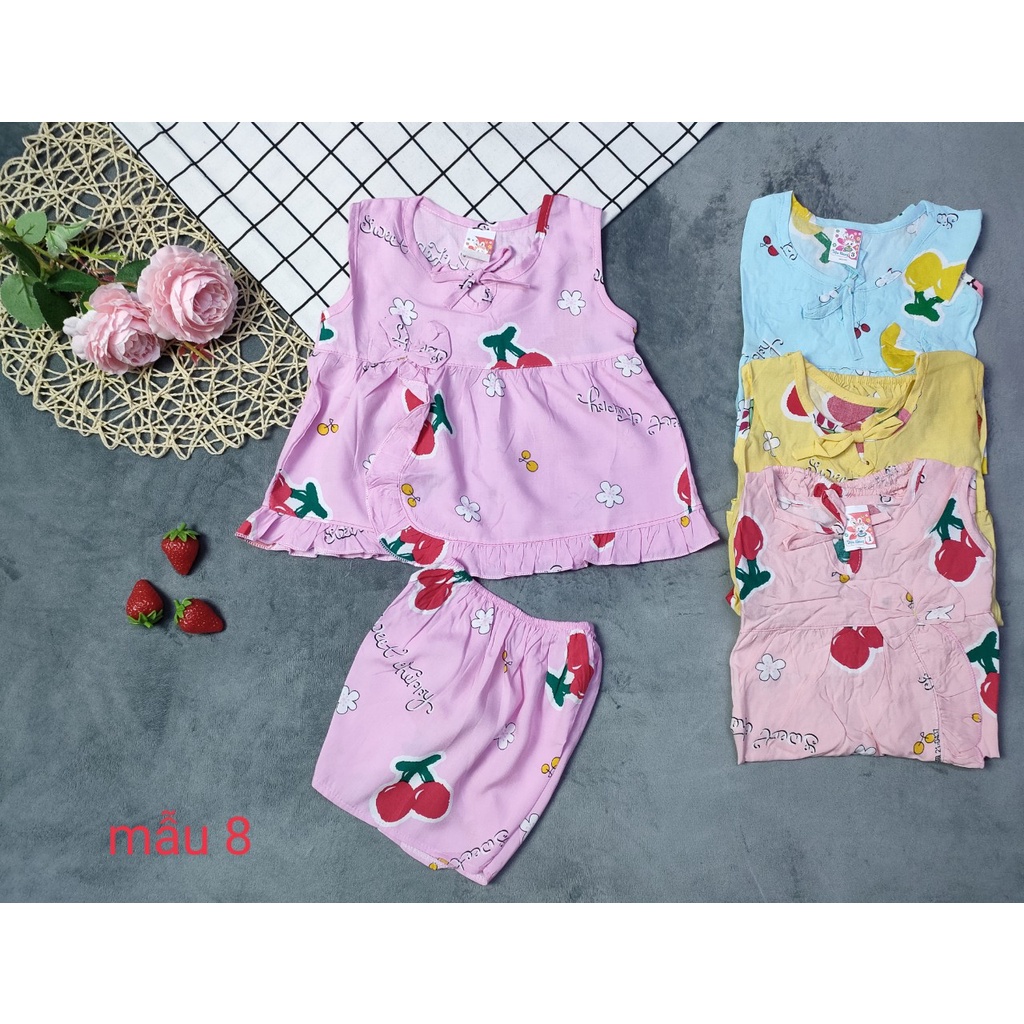Combo 3 Bộ Tole Sát Nách Phối Nơ Bé Gái
