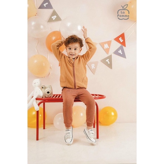 LA POMME chính hãng - Áo khoác viền nâu cho bé