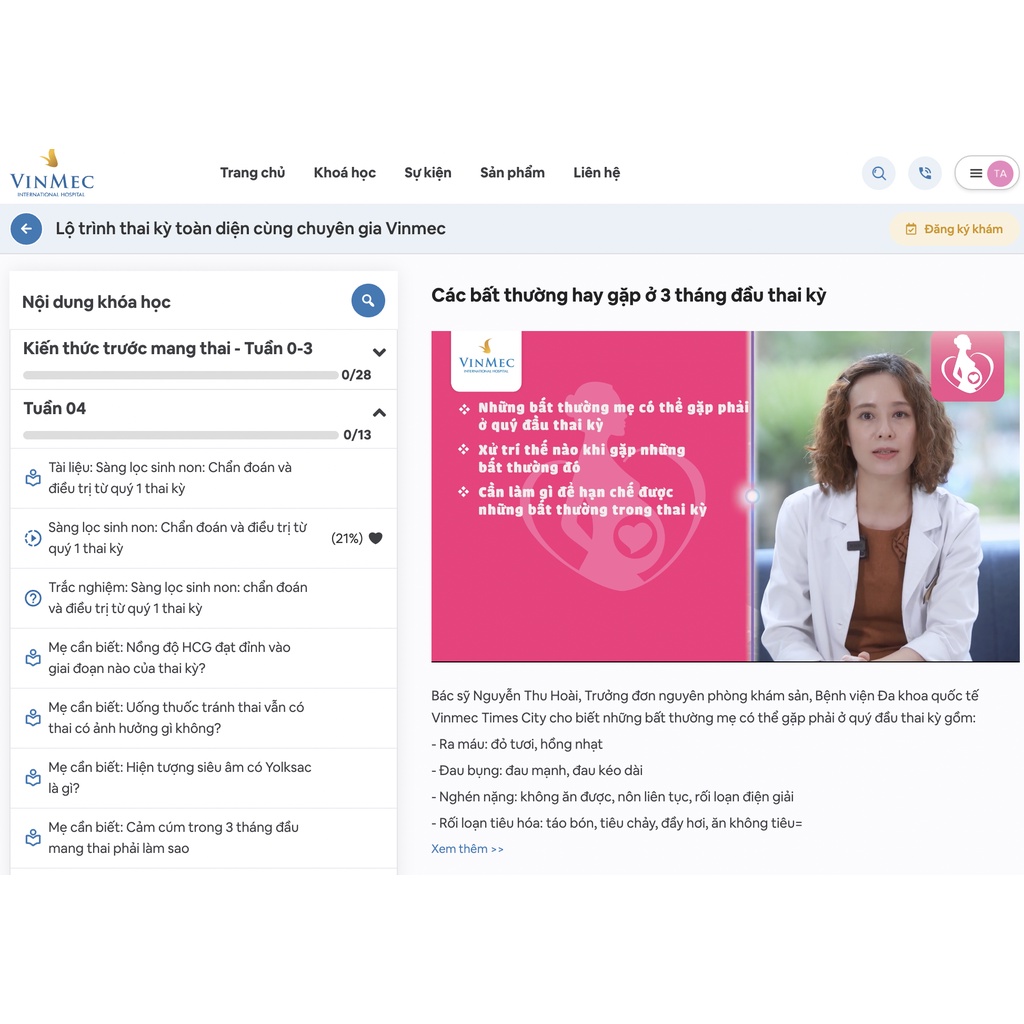 [Toàn quốc] Lộ trình thai kỳ toàn diện từ 0 - 6 tháng cùng chuyên gia tại Vinmec