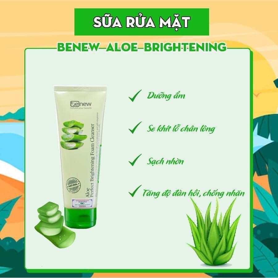 Sữa rửa mặt dưỡng ẩm, sạch nhờn lô hội Benew Aloe Brightening Cleansing Foarm 160ml