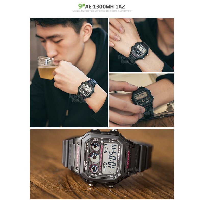 Đồng hồ nam dây nhựa Casio chính hãng Anh Khuê AE-1300WH-1A2VDF