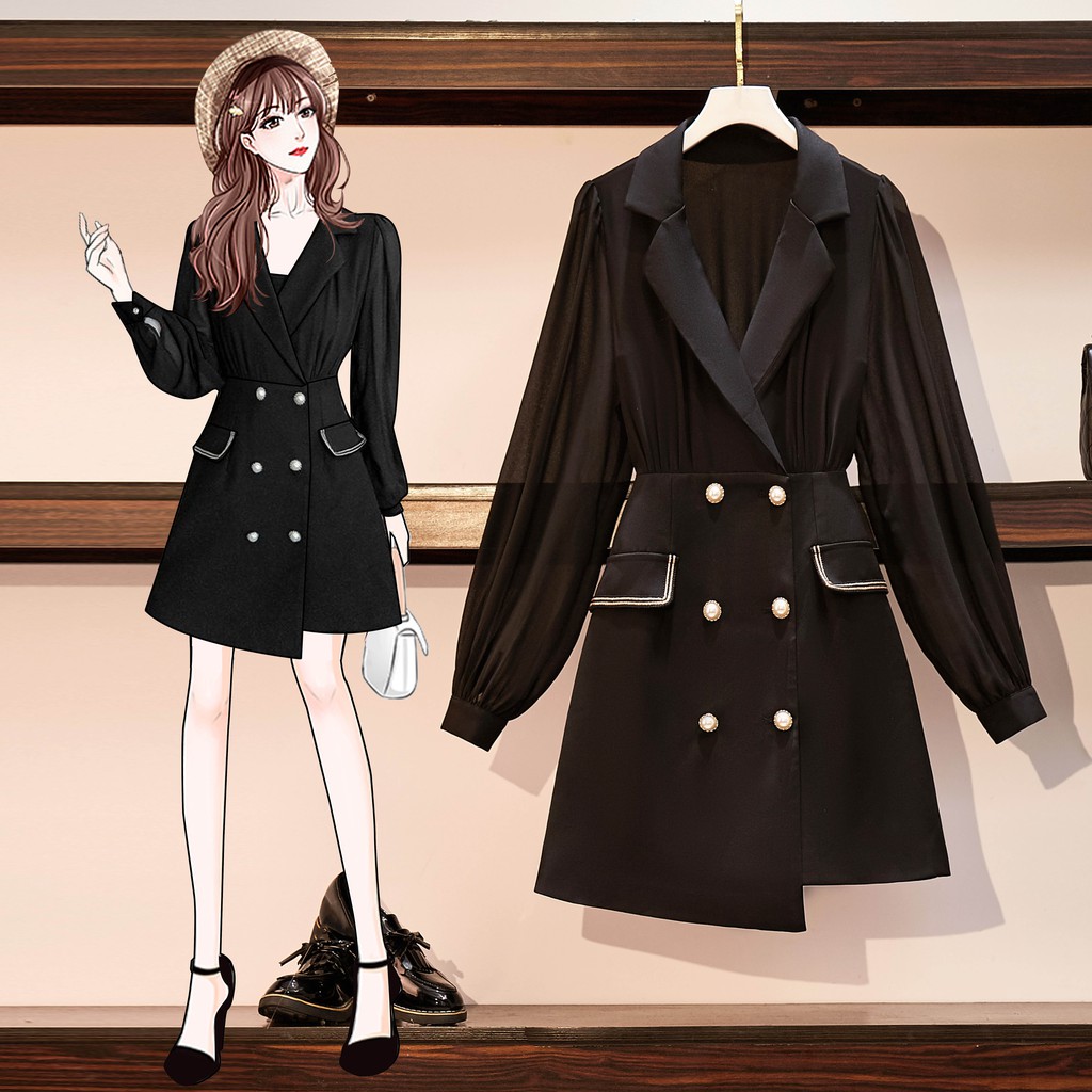 🌸Hàng Order🌸 Váy Bigsize Cổ Vest Chân Váy Phối Cúc Ngọc 2 Hàng Độc Lạ Sành Điệu 🌸Hàng Quảng Châu