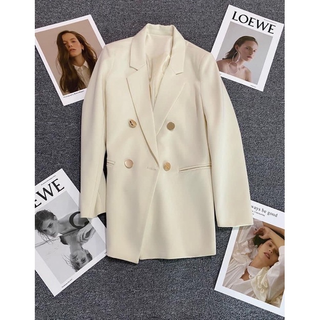 Áo blazer phom suông hàng QC 2lớp dày dặn