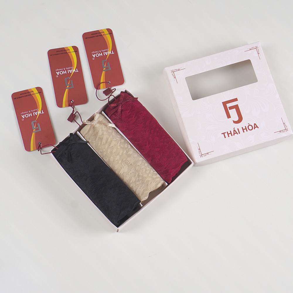 Quần lót nữ cotton Poly thun lạnh phối ren họa tiết chìm  dễ thương, sexy, gợi cảm , hàng VNXK Thái Hòa - W501
