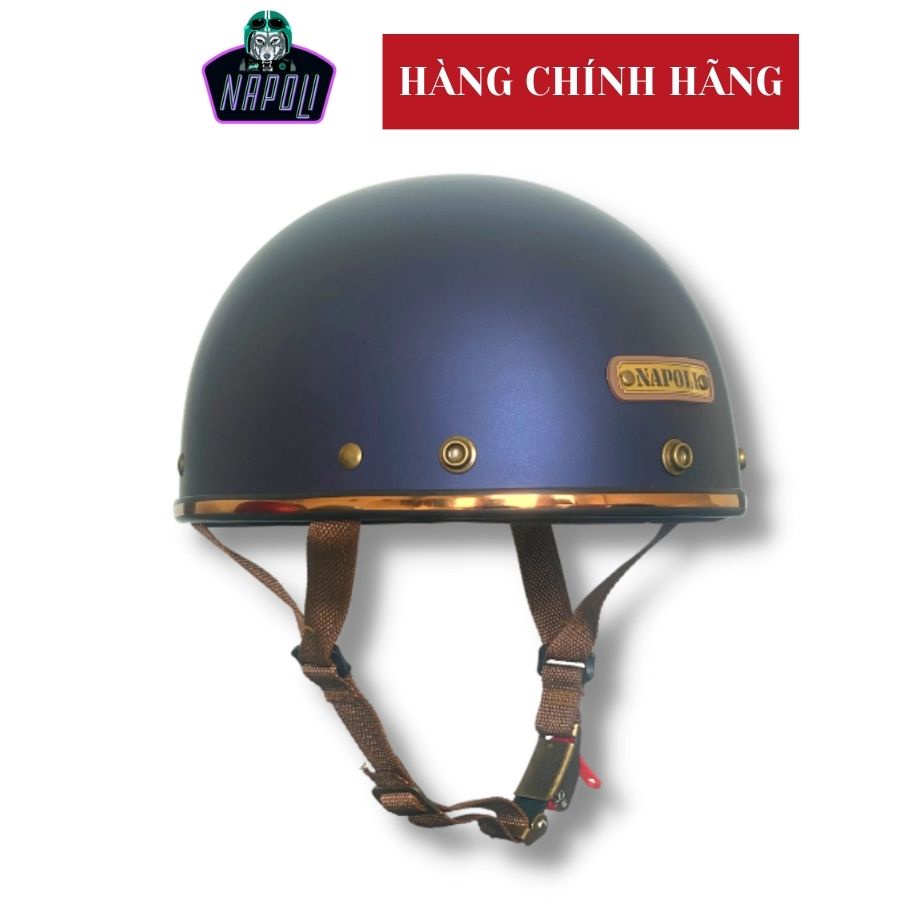 Mũ bảo hiểm Napoli phượt nửa đầu Tặng kèm lưỡi trai loại nón bảo hiểm không kính hàng chính hãng